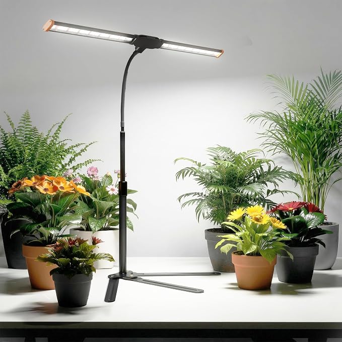Grow Light for Indoor Plants,6000K White Sun Spectrum Growing Light Lamp | Desk Light with Red Blue LED for Pot Succulents Seeds, Light Strip Foldable & Height Extendable 9-25'', Auto Timer 4 8 12Hrs