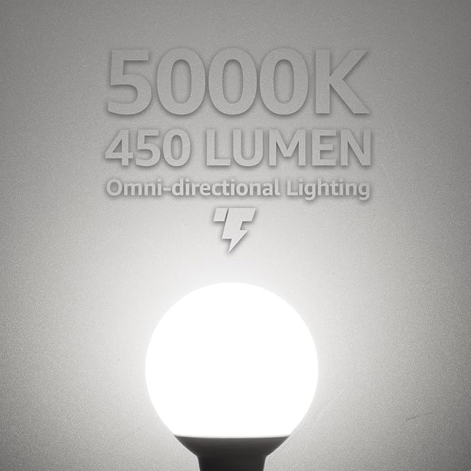 TORCHSTAR 12-Pack G25 LED Light Bulbs, 5W 40W Equivalent, Dimmable 450LM Globe Light Bulbs, 5000K Daylight, E26 Base Decorative Bulb, for Bathroom Vanity or Mirror, UL Listed