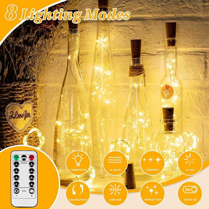 1Pack Warm White Fairy Lights Battery Operated with Remote, Waterproof 20FT 60LED Cuttable Twinkle Lights with Timer Indoor Outdoor, String Light for Bedroom, Classroom, Wedding, DIY, Christmas Décor