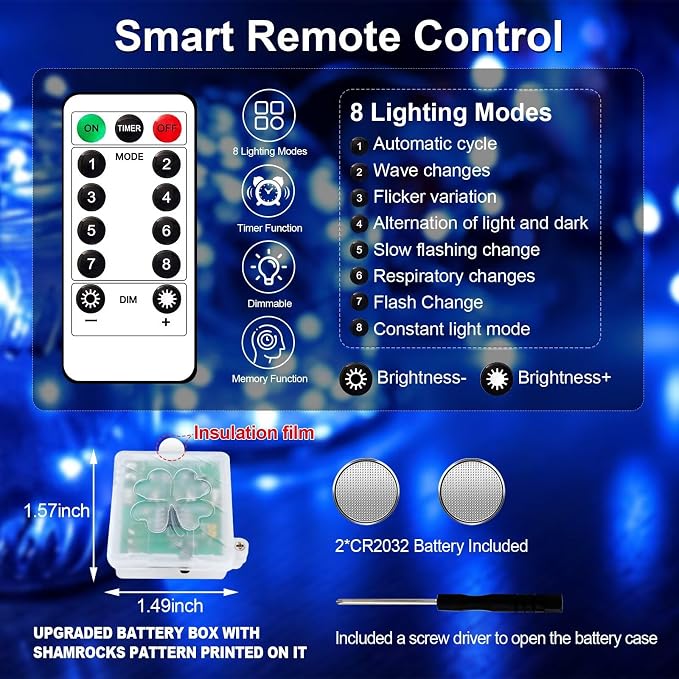 ZGWJ 12 Pack Blue Fairy Lights, Mini String Lights with Remote and Timer | 8 Lighting Modes Timing Function Battery Operated 7 FT 20 LED Waterproof,Halloween Christmas Tree Parties Decor