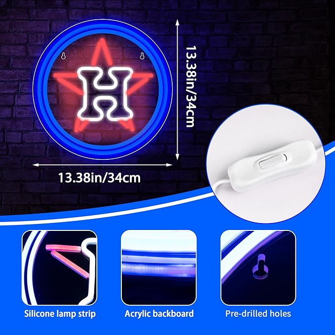Baseball Neon Sign for Wall Decor Baseball LED Light Up Sign Basebal Wall Decor Sports Neon Lights for Club Garage Bedroom Man Cave Bar Sports Gifts for Men Teen Boys Fans,Size 13.4 * 13.4 in(XD139)