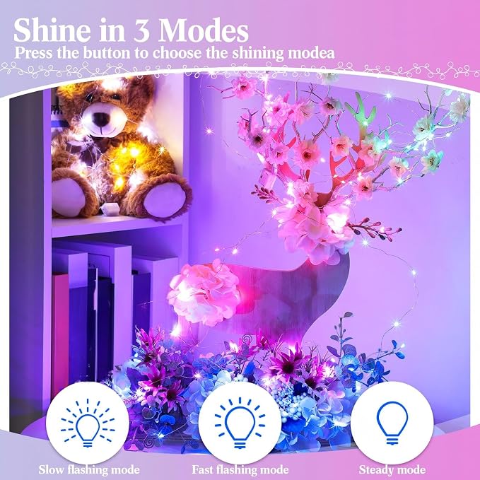 20 Pack LED Fairy Lights Colored Battery Operated String 3 Speed Modes 7 ft 20 LED Starry Wedding Decoration Waterproof Wire Twinkle Light for DIY Jar Bedroom Party Supplies (Colorful Color)