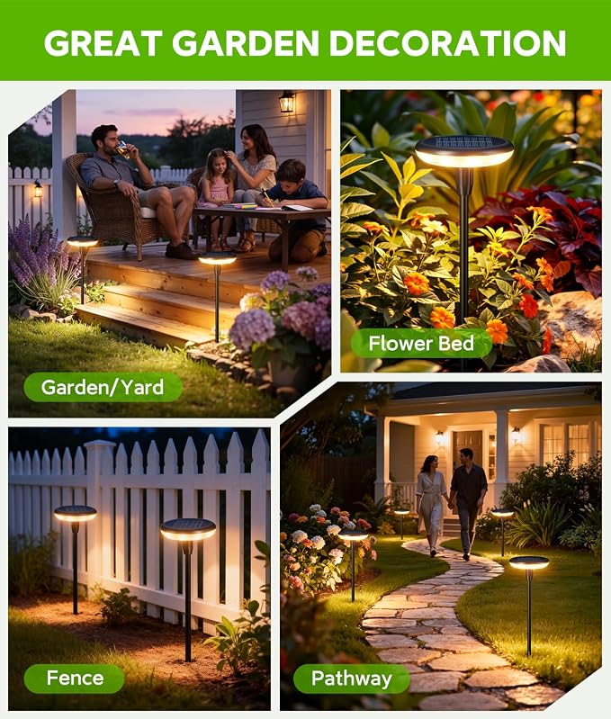 LETMY Solar Pathway Lights Outdoor, 12 Pack Durable Metal Solar Path Lights, Auto On/Off Garden Lights Solar Powered, IP65 Waterproof Solar Lights Outdoor for Landscape, Path, Garden, Patio, Driveway
