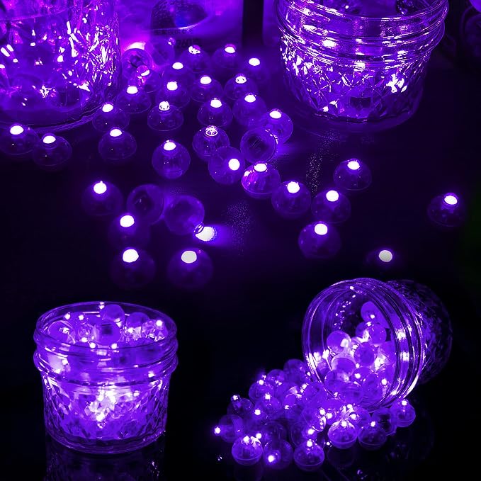 Aogist 200Pcs Purple Lights with Hook,Long Standby Time,Waterproof Mini Light for Birthday Party Wedding Christmas Halloween Easter Decorative (Steady)