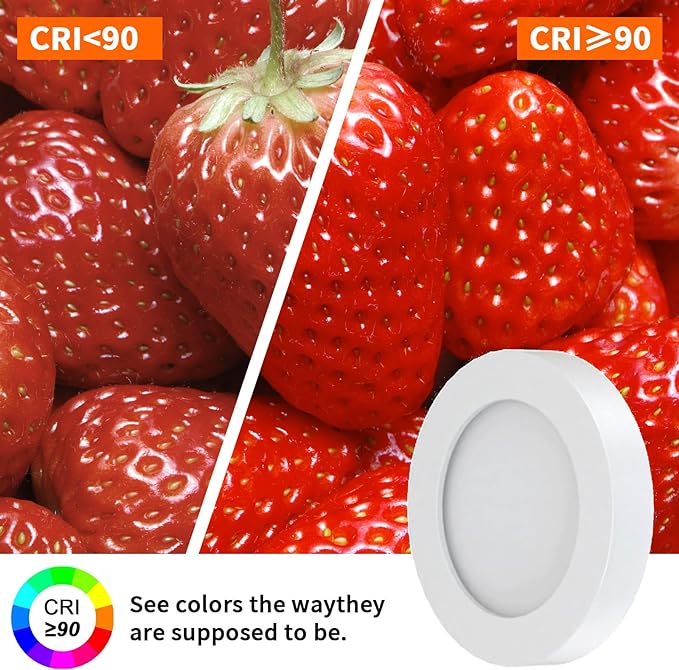 VST Under Cabinet Lights CCT 3000K-6000K, Puck Lights Color Temperature and Brightness Adjustable with Touch Switch and ETL Listed Led Driver, Plug in Led Light for Kitchen Under Cabinet Wardrobe