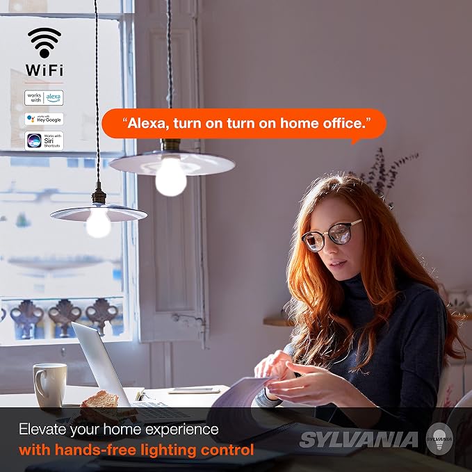 Sylvania WiFi LED Smart A21 Light Bulb, 14.5W Efficient, Tunable White, 2700K - 6500K, for Alexa/Google Assistant/Siri Shortcuts, Energy Star, Frosted - 1 Pack (75805)
