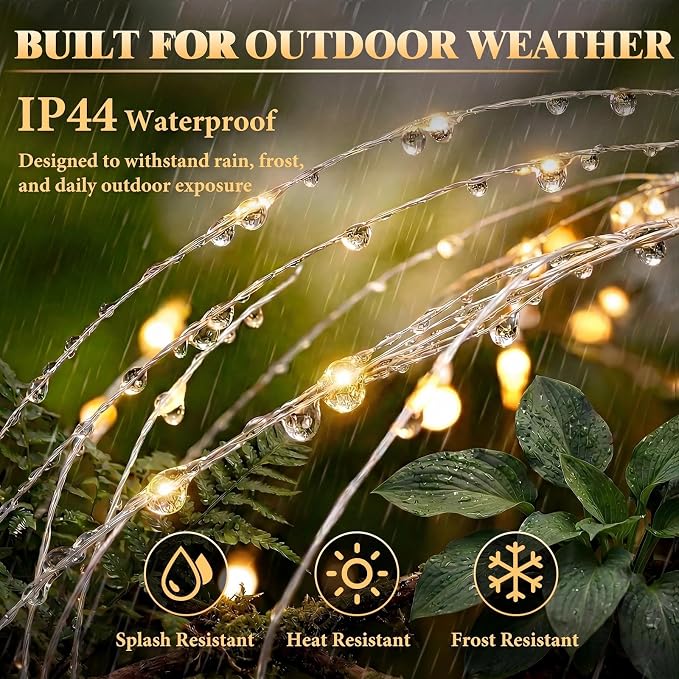 Solar Firework Lights, 6 Pack 120 LEDs 8 Lighting Modes Solar Fairy Garden Lights Outdoor Waterproof for Yard Patio Walkway Pathway Party Wedding Balcony Decorative- Warm White