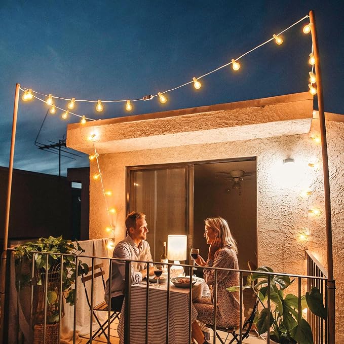 300Ft(3x100Ft) LED Outdoor String Lights Dimmable Waterproof G40 Globe Patio Lights with 150+7 Warm White Bulbs for Bistro Outside-White Cord