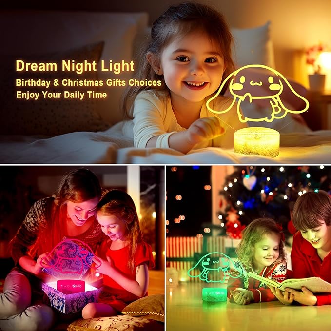 16 Colors Cartoon Night Light, Anime Character Change Decor Lamp with Remote, Dim, Timer, Fans Kids Gifts for Christmas Birthday Boys Girls