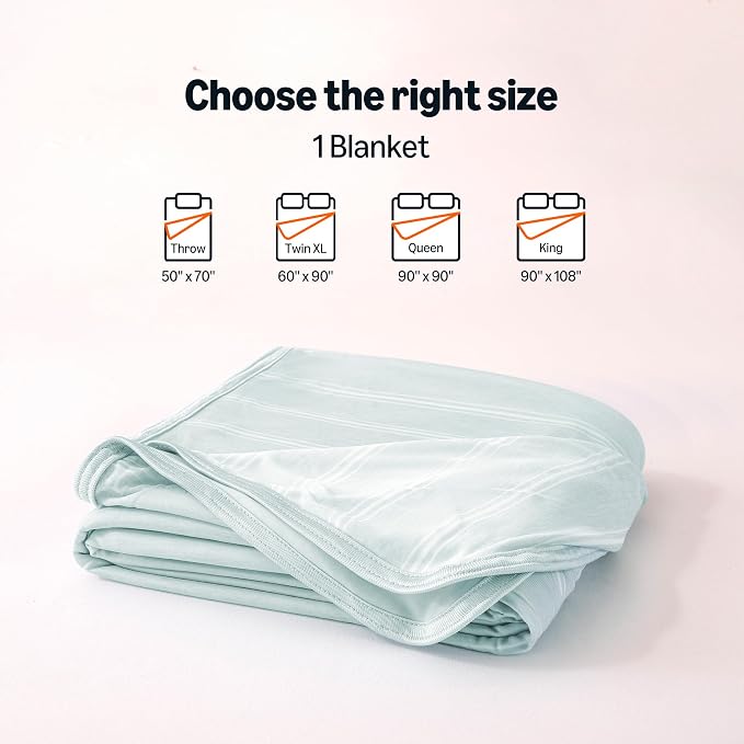 Amazon Basics Striped Cooling Blanket for Hot Sleepers, Reversible Lightweight Thin Throw Blanket for Bed, Couch and Sofa, Throw (50" x 70"), Cyan Striped