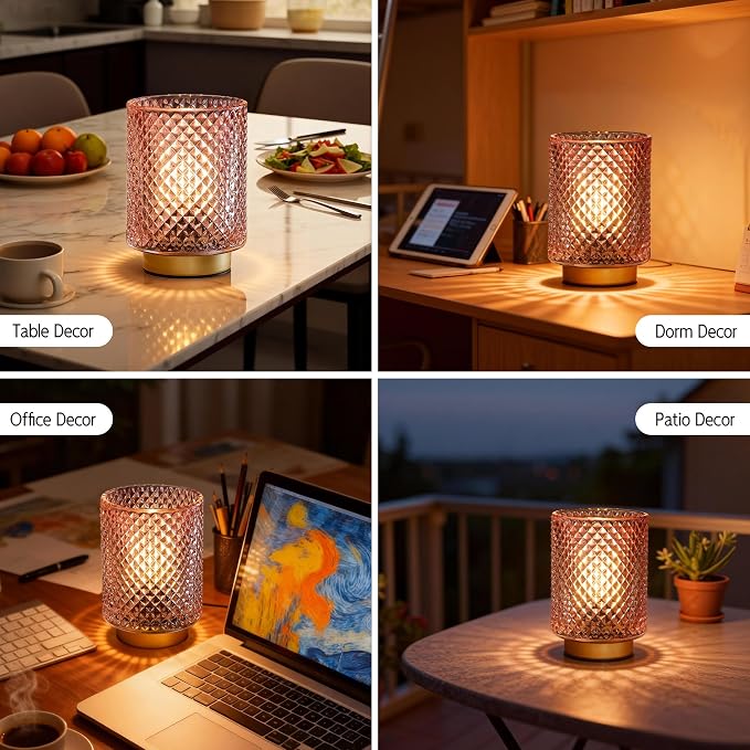 ULAROOM Small Battery Operated Lamp with Timer for Bedside,1 Pack Pink | Battery Cordless Accent Lamp for Shelf decor,Warm Moody Lighting Decorative Table Lamp for Entryway/Bathroom/Tabletop Decor