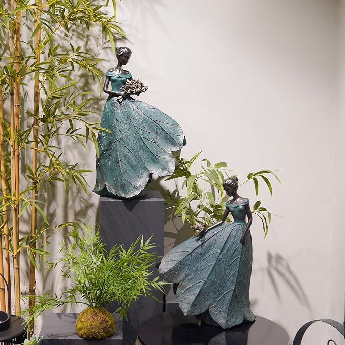 Guichifun Fairy Statue 22IN Leaf Angel Girls Resin Home Decoration | Large, For Outside or Inside, Rustic Garden Outdoor Yard, Fantasy Figurines Gift