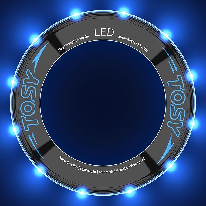 TOSY Flying Ring - 36 RGB Multicolor or 12 Monocolor LEDs, Super Bright, Lost Mode, Auto Light Up, Easter Basket Stuffers Gift for Kid/Teen/Boy/Girl, Safe, Waterproof, Pool/Beach/Camping Toy
