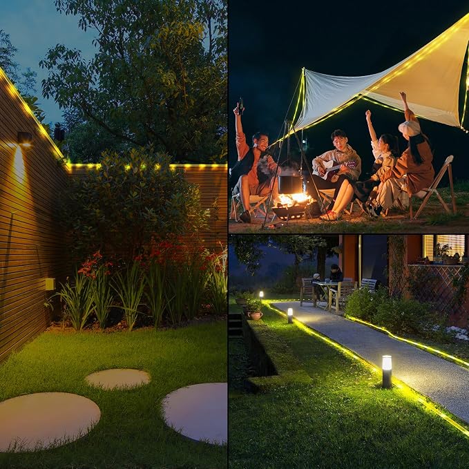 Solar Rope Lights Outdoor Waterproof, 33FT 100LED Outdoor String Lights Clear PVC Tube Fairy Lights, 8 Modes Trampoline Lights for Pool Tree Garden Yard Home Camping Wedding Halloween Holiday Decor