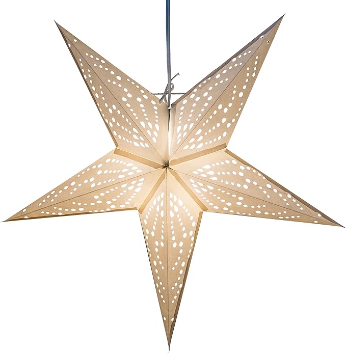 Frozen Paper Star Lantern with 12 Foot Power Cord Included
