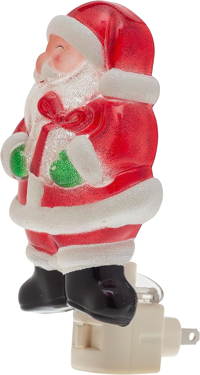 Creative Hobbies Jolly Santa Holiday Decor Night Light - Includes 5W C7 and Rotational Socket with On/Off Switch