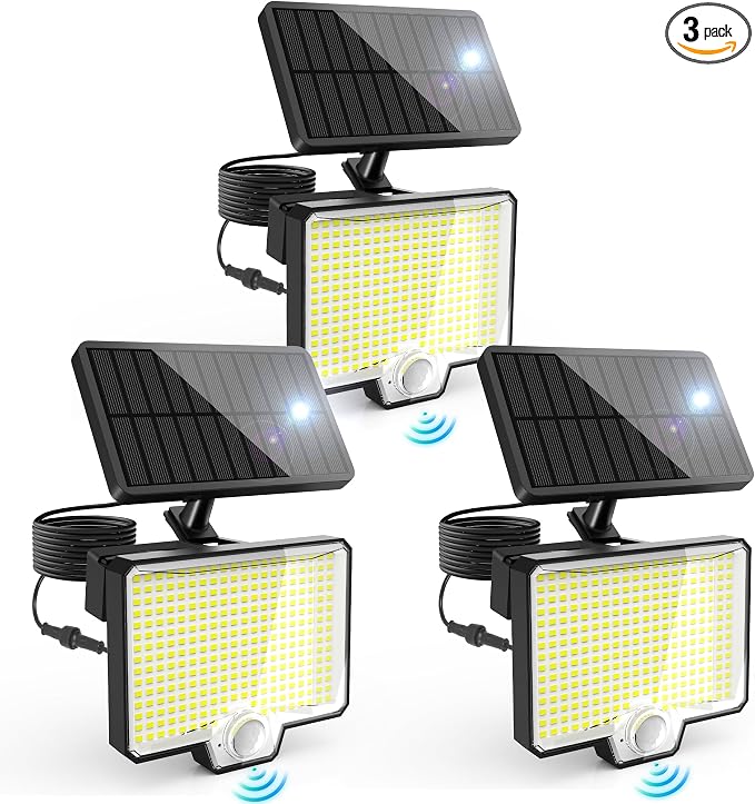 294 LED Solar Motion Sensor Outdoor Lights 7500K, 3900Lm Solar Flood Lights, IP67 Waterproof Outside Solar Powered Security Spot Lights for Porch Patio Yard Garage Fence, 3 Pack Black | AUDERWIN 294 LED, 2600Lm, Angle Adjustable Solar Powered Security ...