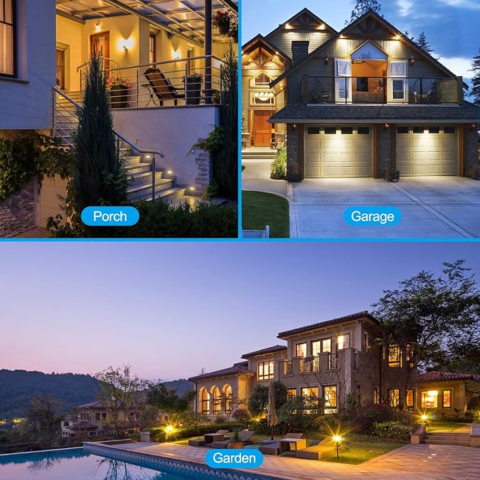 Qualilux Dusk to Dawn A19 LED Light Bulbs Outdoor, Automatic On/Off, 60W Equivalent, Daylight 5000K, Energy Efficient 9.5W, 850 Lumen, E26 Base, 4-Pack, HQ-H012