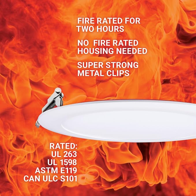 PARMIDA (12 Pack) 8 Inch Fire Rated LED Recessed Ceiling Light 5CCT Selectable, ETL 2 Hour Fire Rating 18W Dimmable Ultra-thin Canless Wafer Slim Panel Downlight Junction Box IC Rated No Tenmat Needed