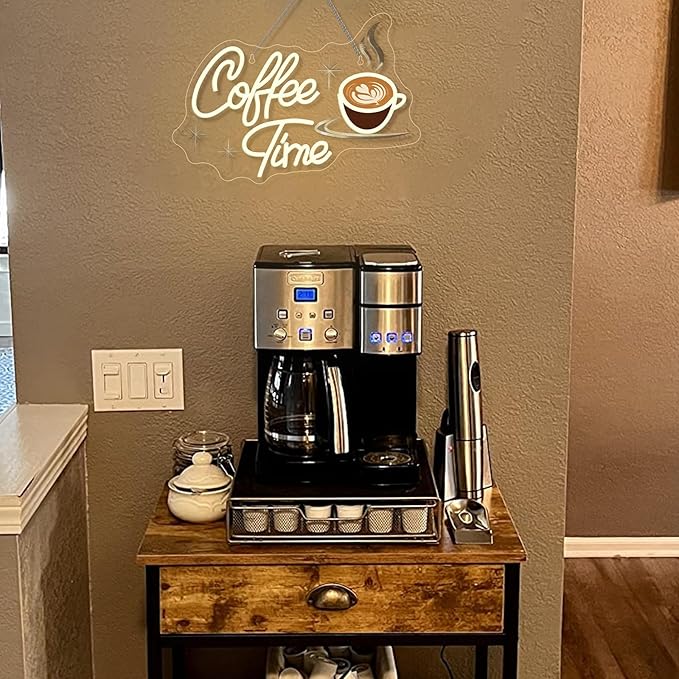 Coffee Time Neon Sign Latte Art Neon Lights Neon Bar Signs for Wall Decor LED for Cafés, Kitchens & Breakfast Bars Light Signs Retro Diner Lighting