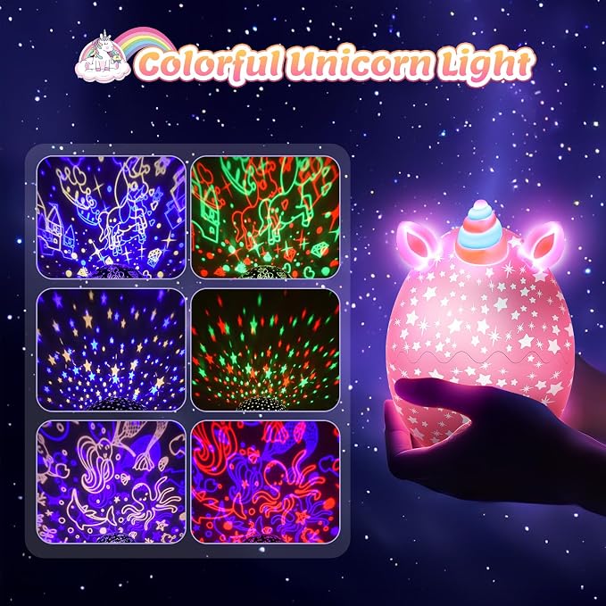 Unicorn Night Light Kids Toys, Birthday Gifts for 3 4 5 6 7 8 9 10 Years Old Girls, 3 in 1 Unicorns & Starry Sky & Sea World Night Projector for Kid Ages 3-12, Night Lamp for Bedroom Decor