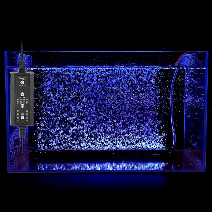 hygger Aquarium Bubble Bar with 24/7 LED Light, Quiet Fine Air Stone with Hose Check Valve, Adjustable Time Brightness Color Submersible Fish Tank Light, Air Diffuser Wall Decorations | Aeration Ambient Bubble Light Strip