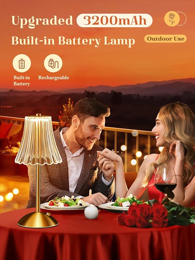 LED Table Lamp, 3200mAh Rechargeable Battery Operated, 30 Lighting Modes Bedside Light for Bedroom, Touch Control Nightstand Lamp, Small for Bedroom and Nightstand
