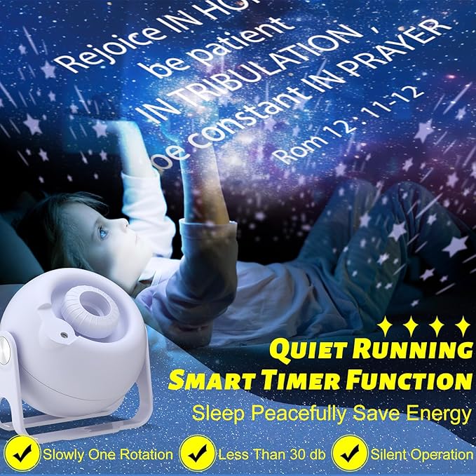 Bible Verses Projector Galaxy Projector Includes 12 Interchangeable Christian Discs Night Light Set Project Religious on Walls or Ceilings for Christian Gifts
