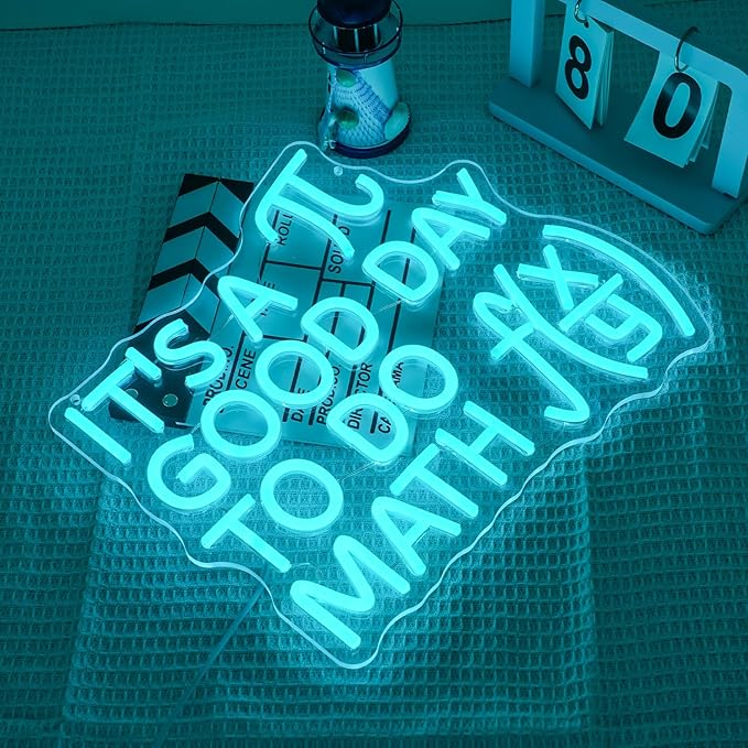 It's A Good Day To Do Math Neon Sign for Classroom Function Math Neon Light Blue Letter Led Neon Signs Classroom Led Neon Lights for Study Room Library Decoration