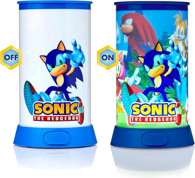 Wow Stuff! Light Revealers Lamp - Sonic The Hedgehog - 7.5" Night Light, 360 Image Scene & Character Reveal, Auto-Off, Illuminating Kids Room Decor