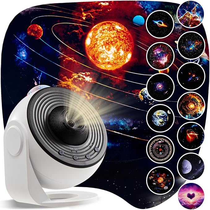 Galaxy Star Projector for Bedroom Ceiling Wall, HD Image Nebula Light with 13 Slide Discs, 360° Rotation Adjustable Knob, Planetarium Lamp for Kids, 1/2H Timer Easy 3-Button Control