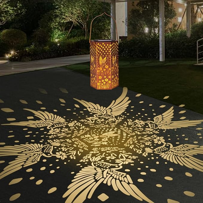 Eandisom Birthday Gifts for Women, 2 Pack Solar Lanterns Outdoor Waterproof | Hummingbird Hanging Solar Lights Outside for Yard, Patio, Garden Decor, Mothers Day Gifts for Mom Grandma