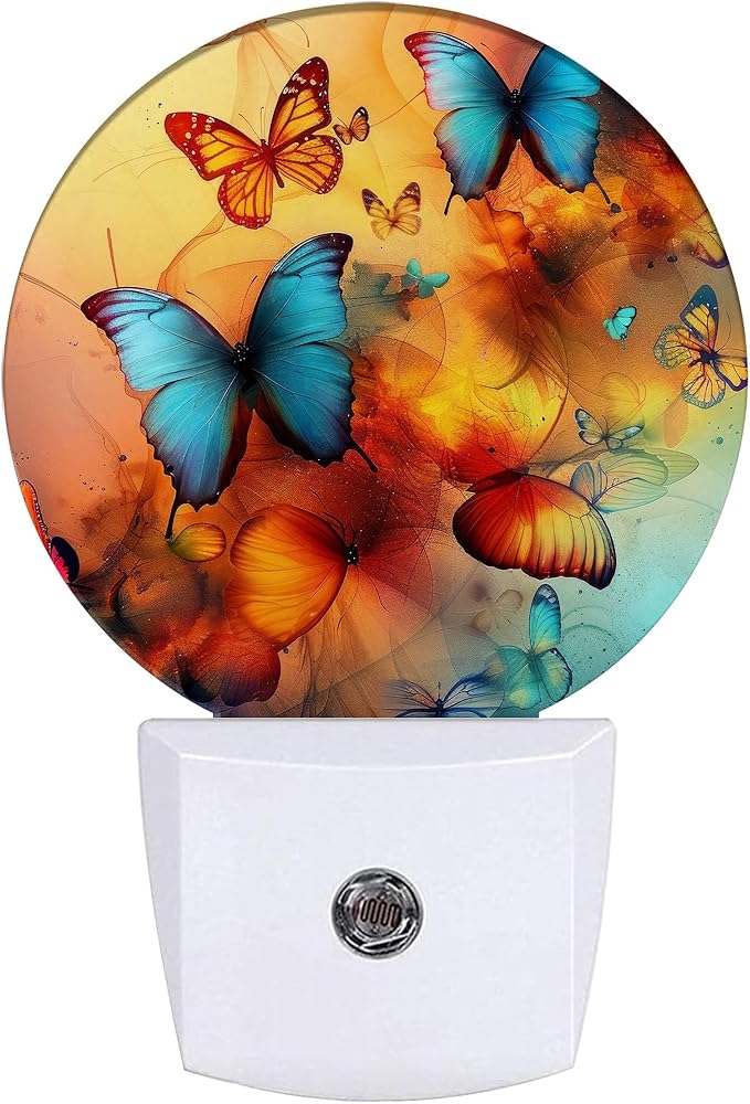 Colorful Butterfly Night Light,Night Lights Plug into Wall for Kitchens Toilets Bedroom Decorative Half Round Nightlight Led Lamp 0.5W Sleep Friendly