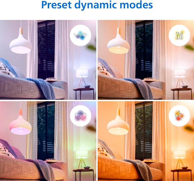 PHILIPS Smart Lighting Connected Light Bulbs, 2-Pack, Color A19 60W 800LM E26 Indoor LED Lights, Smart Bulbs with Motion Detection, Control with Voice or App