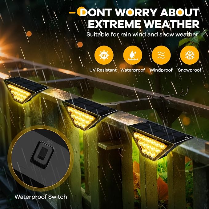 BKBB PPBB Solar Step Lights for Outside, Solar Stair Lights Outdoor Waterproof, Deck Step Lights for Fence, Patio, Yard, Porch, Front Door, Sidewalk, Garden, Patio Decor (8, Warm White)