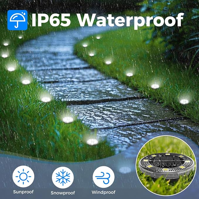 Mini Solar Ground Lights, 16 Pack Flat Solar Disc Lights Outdoor Waterproof, 2.3 Inch Small Solar Garden Lights Landscape Lighting for Outside Pathway Garden Yard Lawn Walkway,Cool White