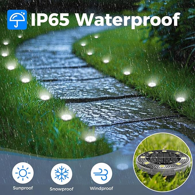 Mini Solar Ground Lights, 24 Pack Flat Solar Disc Lights Outdoor Waterproof, 2.3 Inch Small Solar Garden Lights Landscape Lighting for Outside Pathway Garden Yard Lawn Walkway,Cool White