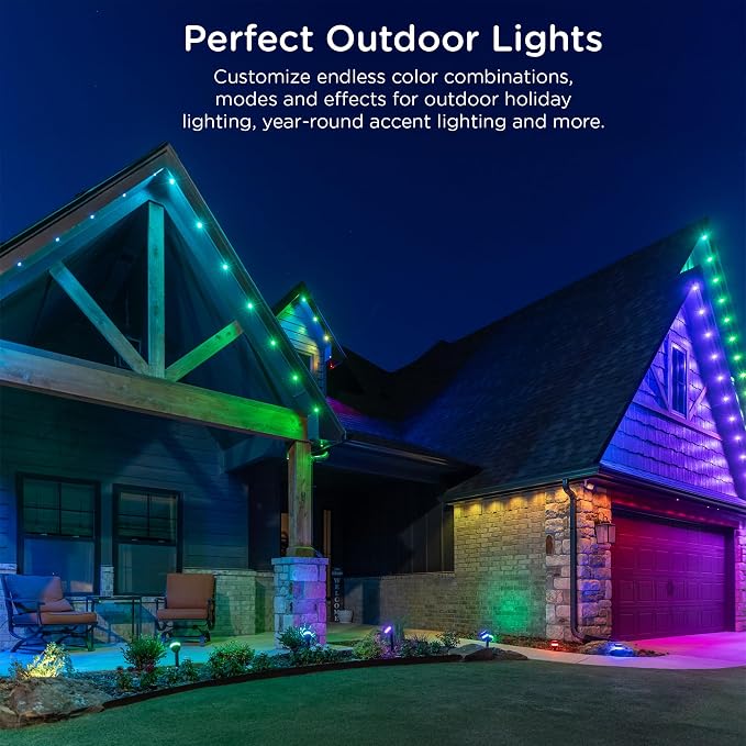 Enbrighten Vibe Eternity Path Lights, 23ft, 4 RGBWIC LEDs, Weatherproof, Perfect for Garden, Pathway, and Home Exterior Lighting, Smart App Control, Compatible with Alexa, Google Home, 85966