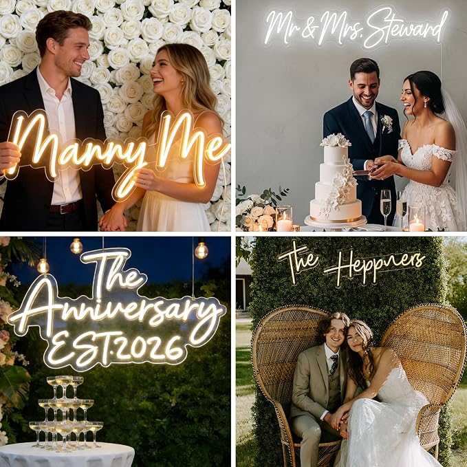 Custom LED Neon Signs for Wedding, Business, Logo, Shop, Beauty, Salon | 100% Personalized, Even Lighting, Adjustable Brightness, Premium Materials, Easy Installation, Safe Low-Voltage Lighting