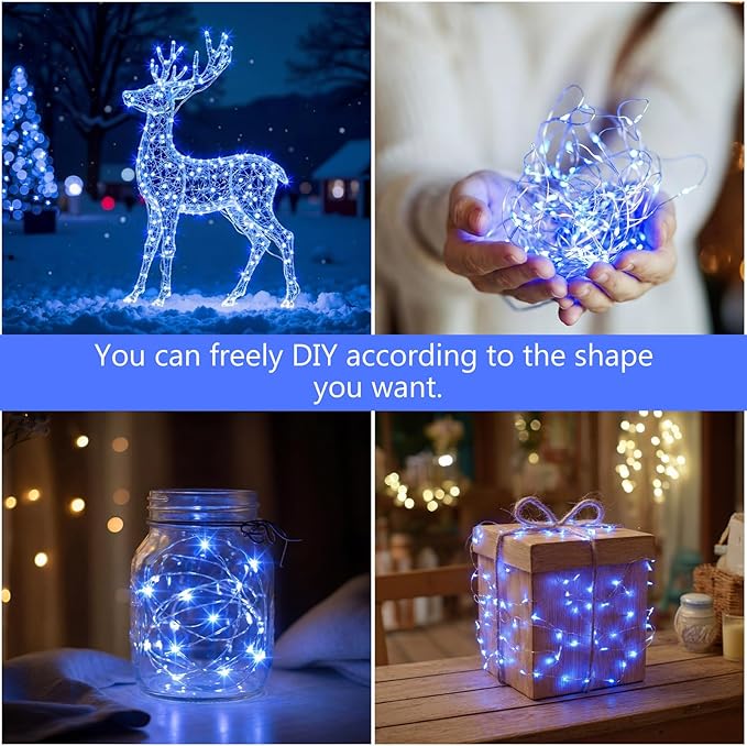 Macarrie 3 Pcs Blue Fairy Lights USB Powered 16 ft 50 LED String Lights Plug in for Indoor Outdoor Bedroom DIY Party Wedding Home Festival Tree Garden Xmas Decoration