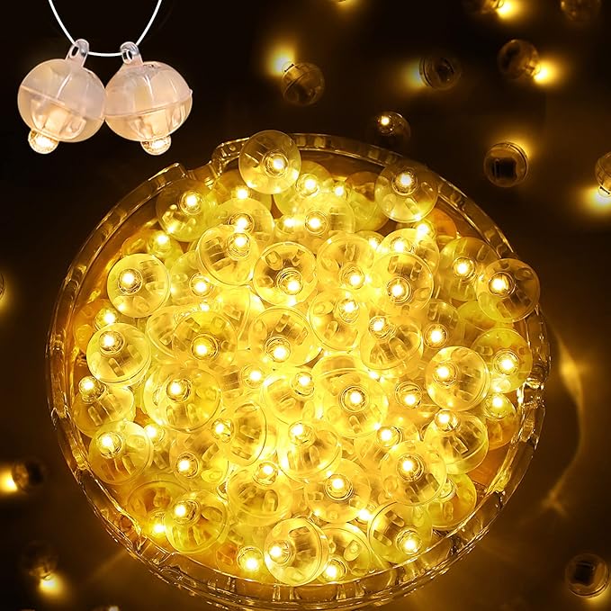 100PCs Mini Led Lights,Flashing Led Balloons Light for Party Decorations Neon Party Lights for Paper Lantern Easter Eggs Birthday Party Wedding Halloween Christmas Decoration - Blinking Warm