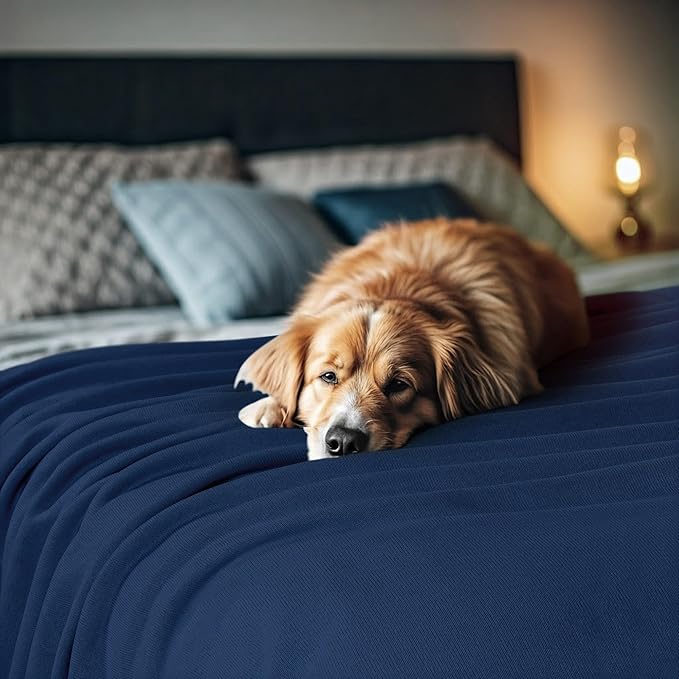 Utopia Bedding Soft Jersey Knit Blanket Navy King (90x102 Inches) | Lightweight, Breathable, Sweatshirt Blanket, Bed, Couch, Sofa, Cozy, Home Decor, Summer