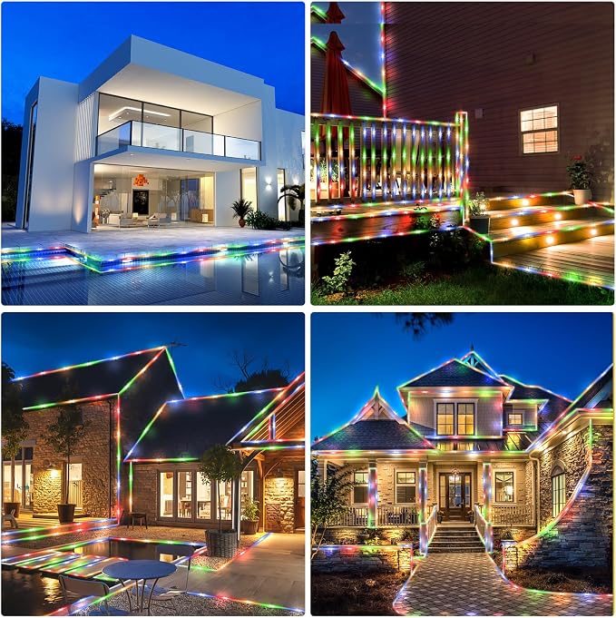 200 LED Solar Rope Lights Outdoor, 66FT Solar String Lights Indoor Waterproof Solar Powered Trampoline Light Clear Tube Pool Light for Camping Fence Yard Walkway Path Garden Outside Decor(Multicolor)