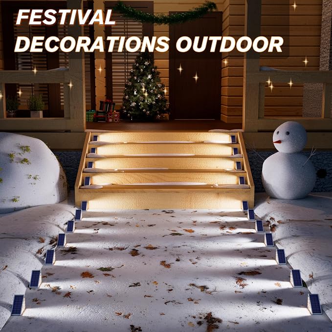VOLISUN Solar Step Lights Outdoor Waterproof, LED Outdoor Stair Lights | Solar Step Light for Outside, Warm&Cool White Deck Light Decor for Stair,Front Porch and Patio(Gray,12 Pack)