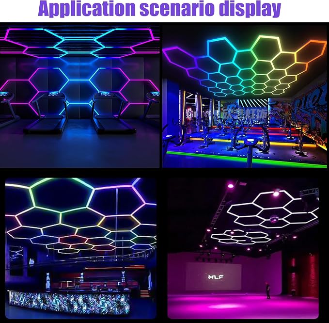 25Pack RGB 5 Hexagon LED Garage Lights-Music Sync Color Changing,App & Remote Control,358 Modes DIY Honeycomb Light for Gaming Room,Gym,Garage