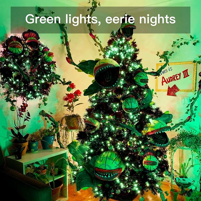 Green Christmas Lights Battery Operatd, 66ft 200LED St Patricks Day Decorations Indoor, Fairy Twinkle Light with Remote for Halloween, Bedroom, Patio, Backyard, Outdoor Decorations