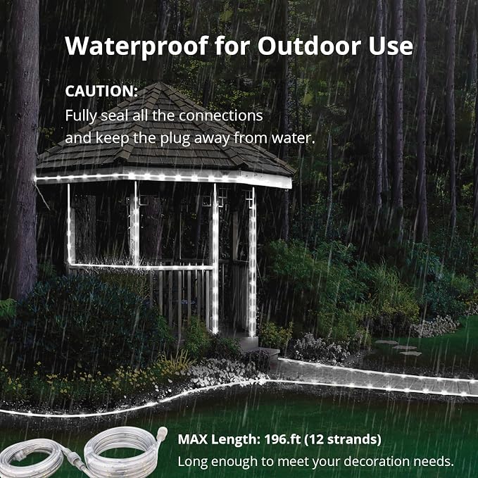 33ft Daylight LED Strip Light Waterproof | Flexible flat design. Connectable. 50,000hr lifespan. Ideal for home, garden, patio, party, Christmas decoration.