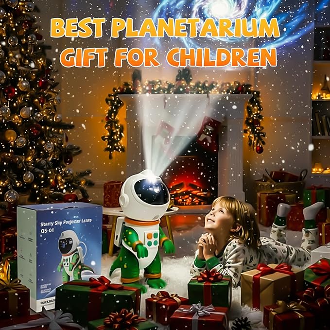 Dinosaur Astronaut Galaxy Star Projector Night Light, 8 in 1 LED Space Planetarium Lamp, 360° Rotating with Remote & Timer, Kids Adults Bedroom Decor, Christmas Birthday Gifts (Green)