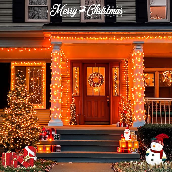 JMEXSUSS 163FT 8 Modes 500 LED Orange Halloween Lights Outdoor with Remote | Orange Halloween Light Indoor Clear Wire, Outdoor Waterproof Fall Lights Plug in for Thanksgiving Room Porch Christmas