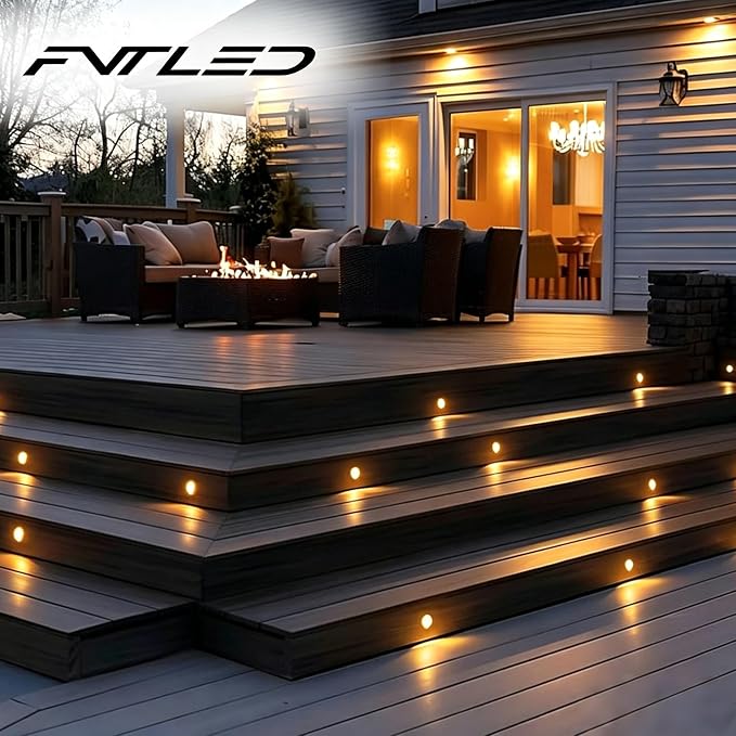 Pack of 20 Warm White Low Voltage LED Deck Lights kit Φ1.38 Outdoor Garden Yard Decoration Lamp Recessed Landscape Pathway Step Stair Warm White LED Lighting, Black
